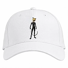 Baseball cap with Print Miraculous Cat Noir - white