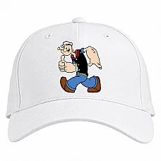 Baseball cap with Print Popeye The Sailor Funny - white