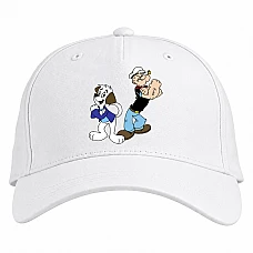 Baseball cap with Print Popeye The Sailor With Dog - white