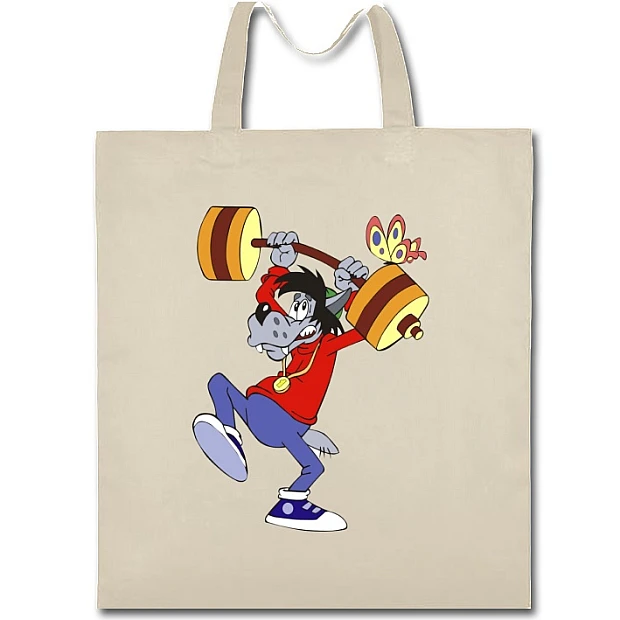 Eco bag with print Well Wait Wolf Sports - beige