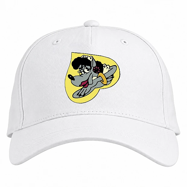 Baseball cap with Print Well Wait Wolf Heart - white