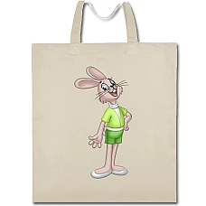 Eco bag with print Well Wait Hare - beige