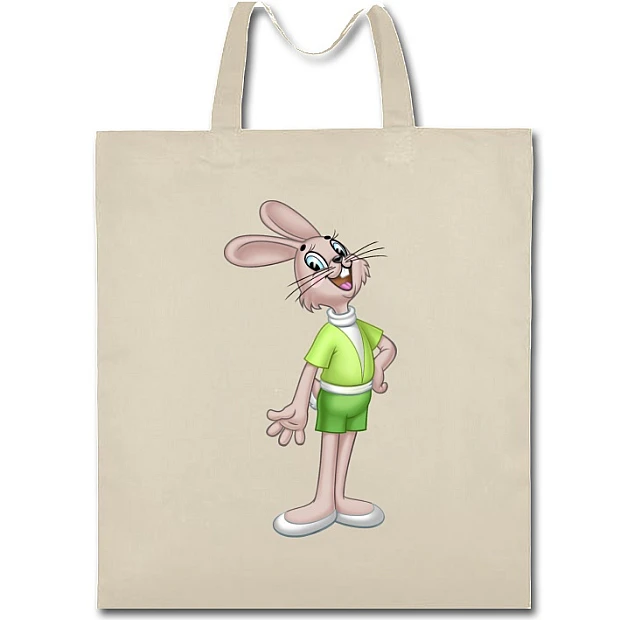 Eco bag with print Well Wait Hare - beige