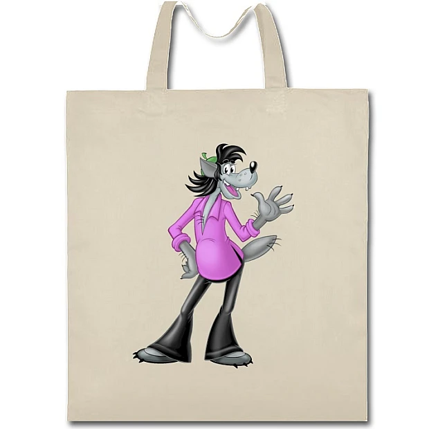 Eco bag with print Well Wait Wolf Stylish - beige