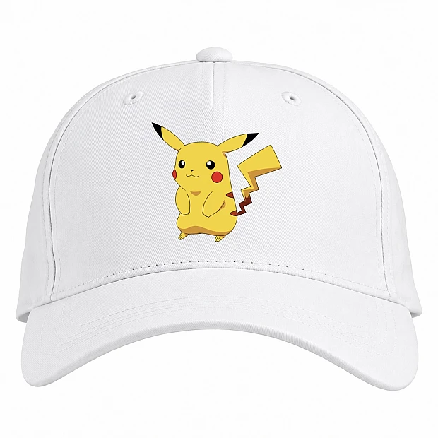 Кепка з принтом Покемони Прикольний Пікачу - біла