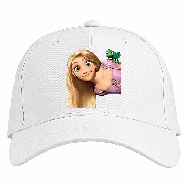 Кепка з принтом Рапунсель І Ящірка - біла