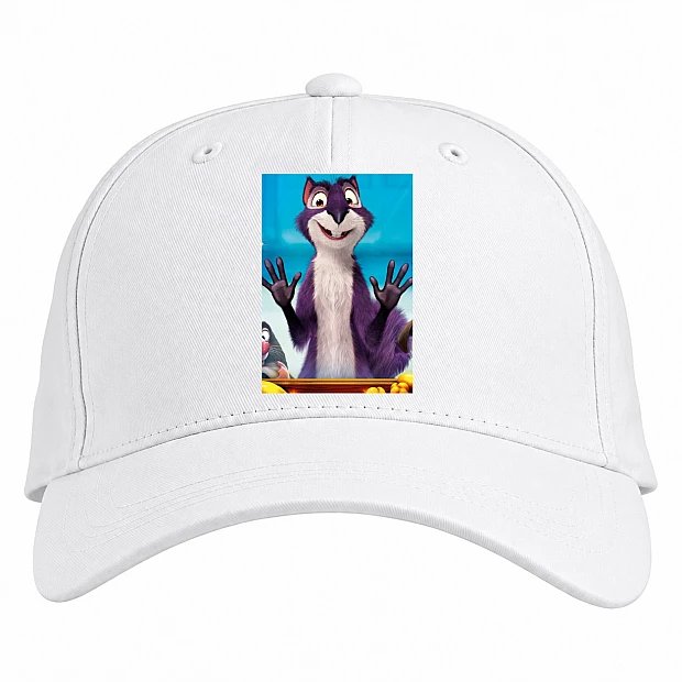 Baseball cap with Print The Nut Job Squirrel - white
