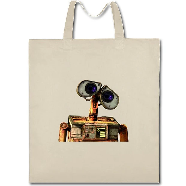 Eco bag with print Wall-E Robot Face - beige