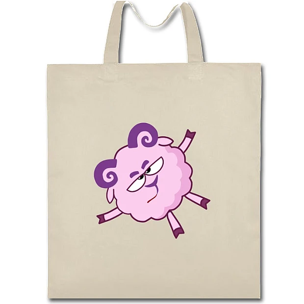 Eco bag with print Unhappy With Smeshariki Barash - beige