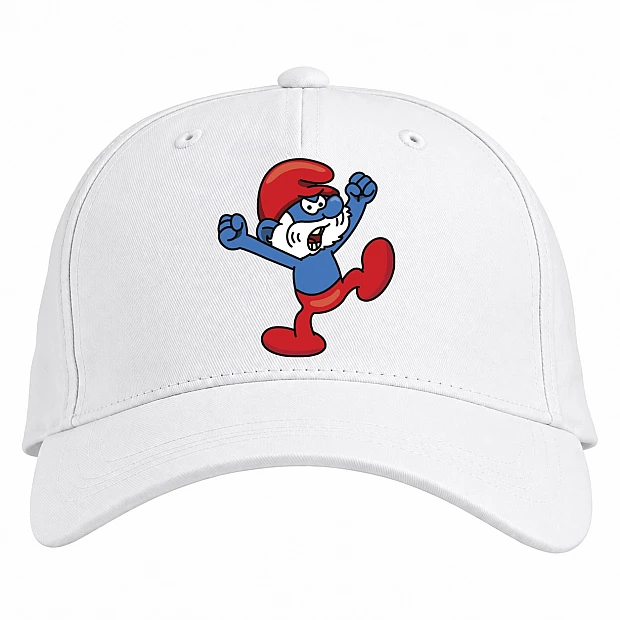 Baseball cap with Print The Smurfs Angry - white