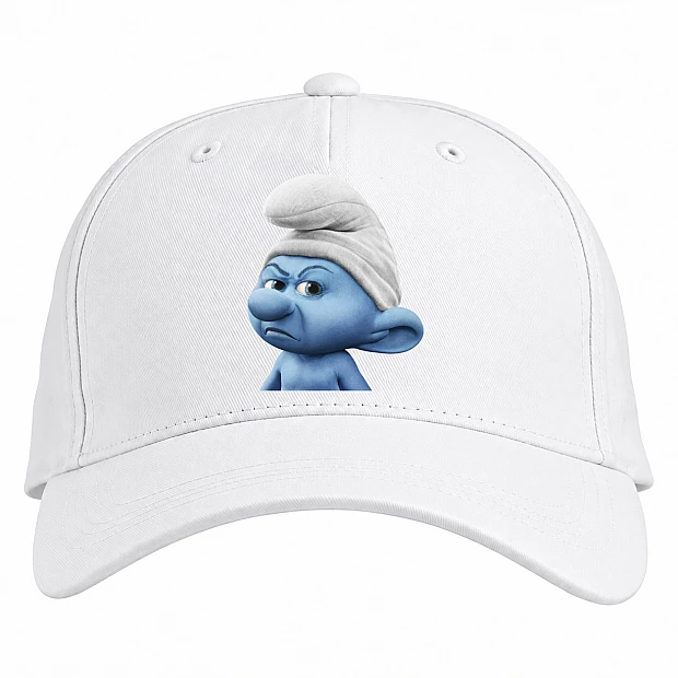 Baseball cap with Print The Smurfs Angry Smurf - white