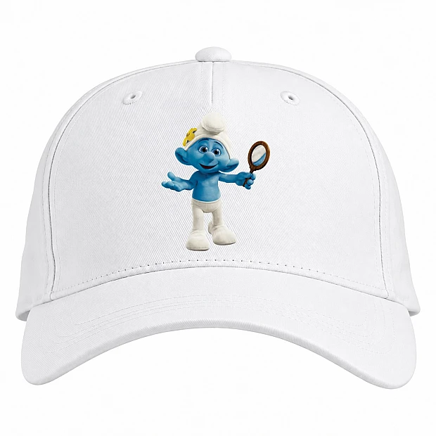 Baseball cap with Print The Smurfs Funny Smurf - white