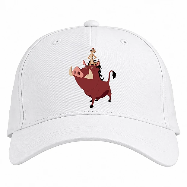 Baseball cap with Print Timon And Pumbaa Main Heroes - white