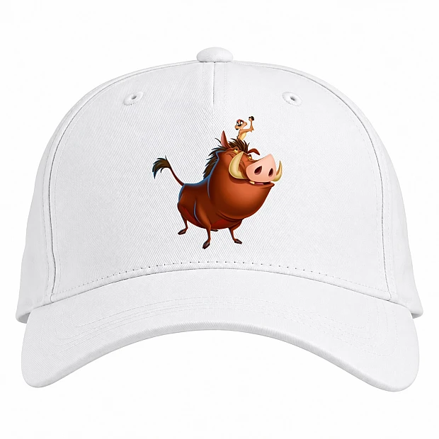 Baseball cap with Print Timon And Pumbaa Main Characters - white