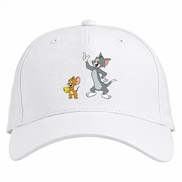 Baseball cap with Print Tom And Jerry Heroes - white
