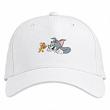 Baseball cap with Print Tom And Jerry Main Heroes - white