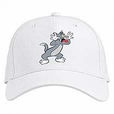 Baseball cap with Print Tom And Jerry Cat - white