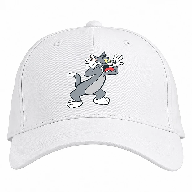 Baseball cap with Print Tom And Jerry Cat - white