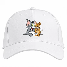 Baseball cap with Print Tom And Jerry Main Characters - white
