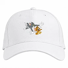 Baseball cap with Print Tom And Jerry Running Heroes - white