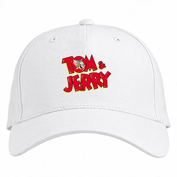 Baseball cap with Print Tom And Jerry Logo - white