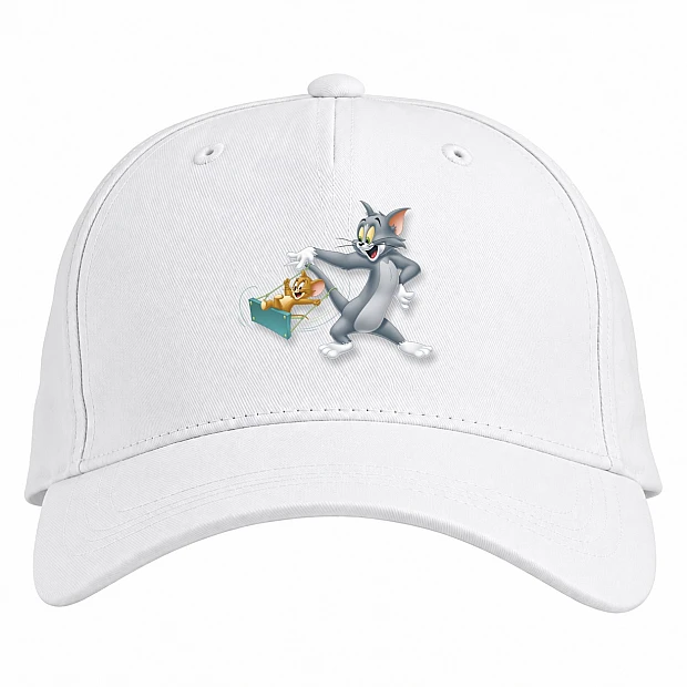 Baseball cap with Print Tom And Jerry Funny Heroes - white