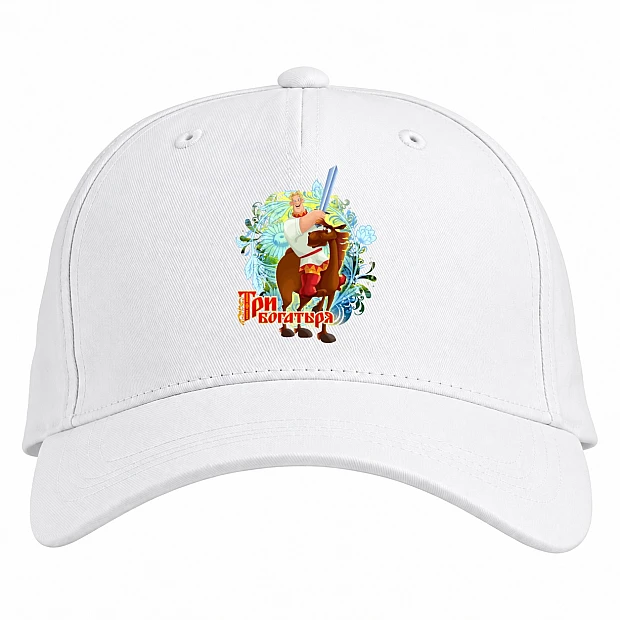 Baseball cap with Print Three Heroes Alyosha Popovich - white