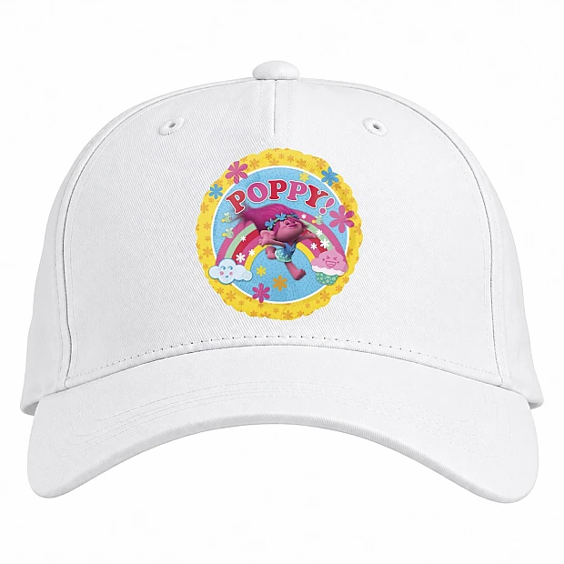 Baseball cap with Print Trolls Poppy - white