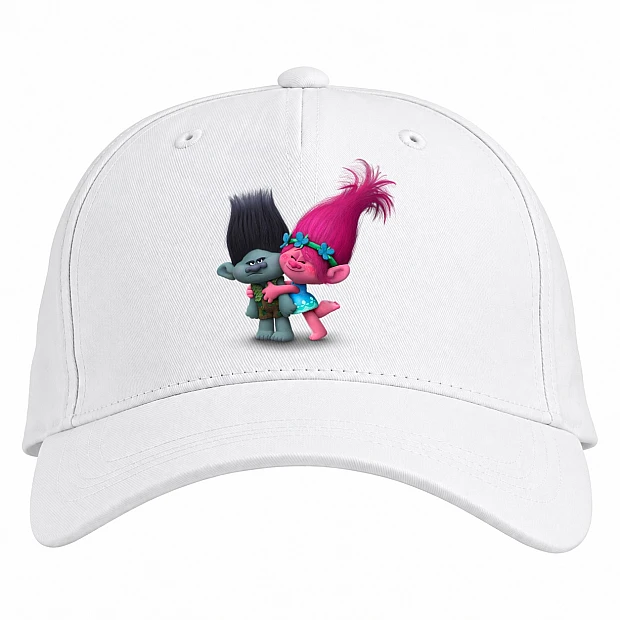 Baseball cap with Print Trolls Hugging - white
