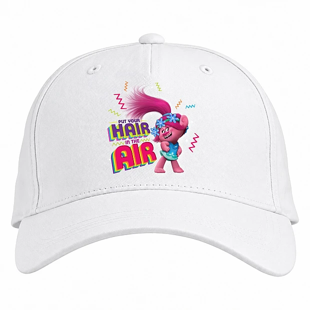 Baseball cap with Print Trolls Put Your Hair In The Air - white