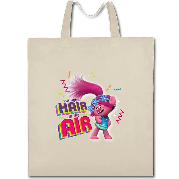 Eco bag with print Trolls Put Your Hair In The Air - beige
