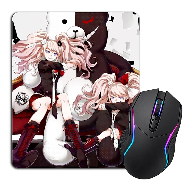 Mouse pad with print Danganronpa Monokuma Junko Twins