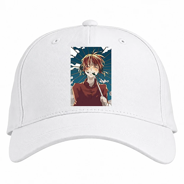 Baseball cap with Print Gintama Kagura Art - white