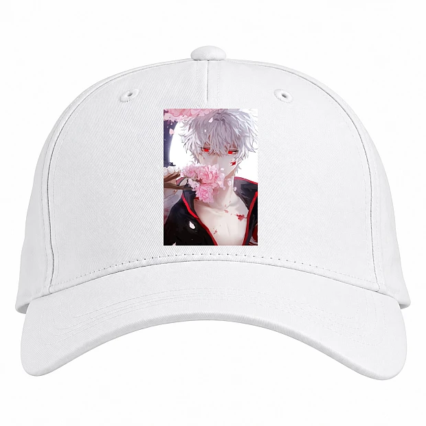 Baseball cap with Print Gintama Hero Gintoki Sakata - white