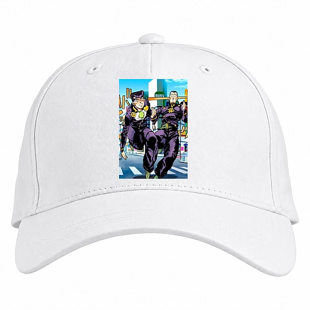 Baseball cap with Print Jojo Bizarre Adventure Main Theme - white
