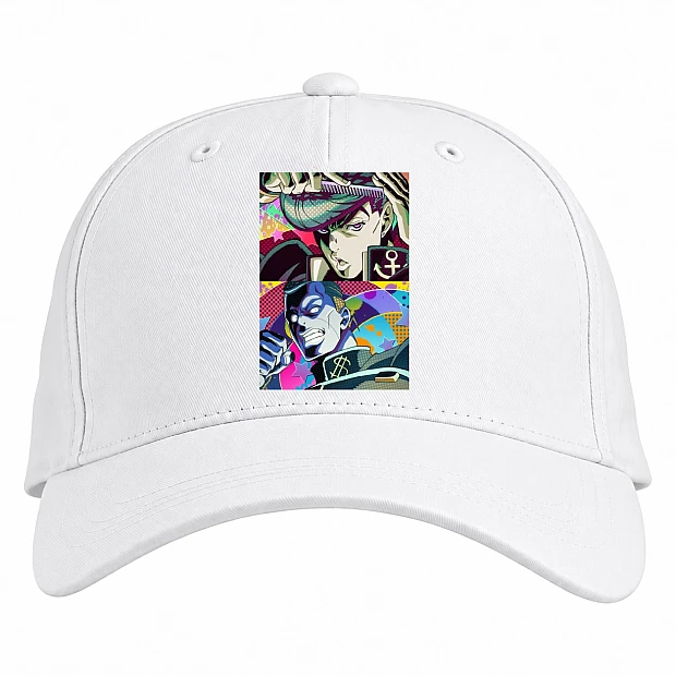 Baseball cap with Print Jojo Bizarre Adventure Heroes Main Art - white
