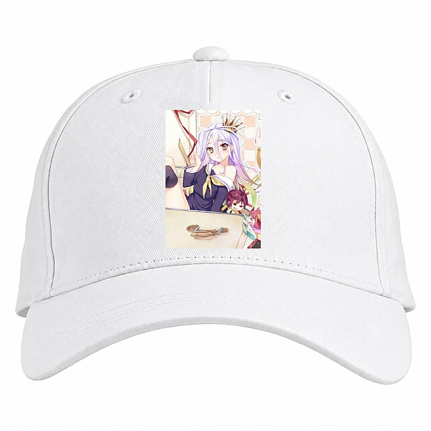 Baseball cap with Print No Game No Life Shiro Queen - white
