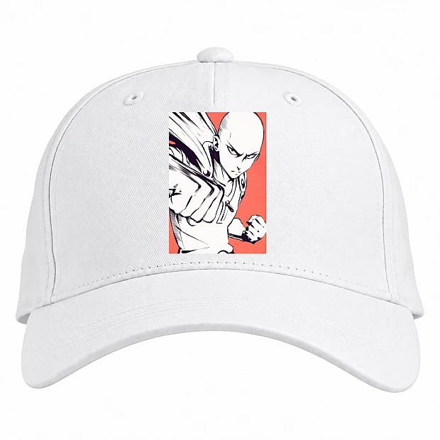 Baseball cap with Print One-Punch Man Minimalism - white