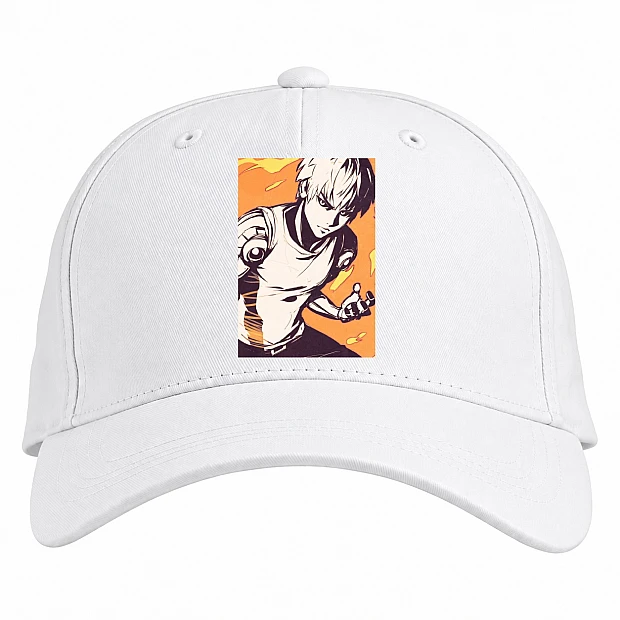 Baseball cap with Print One-Punch Man Minimalistic - white