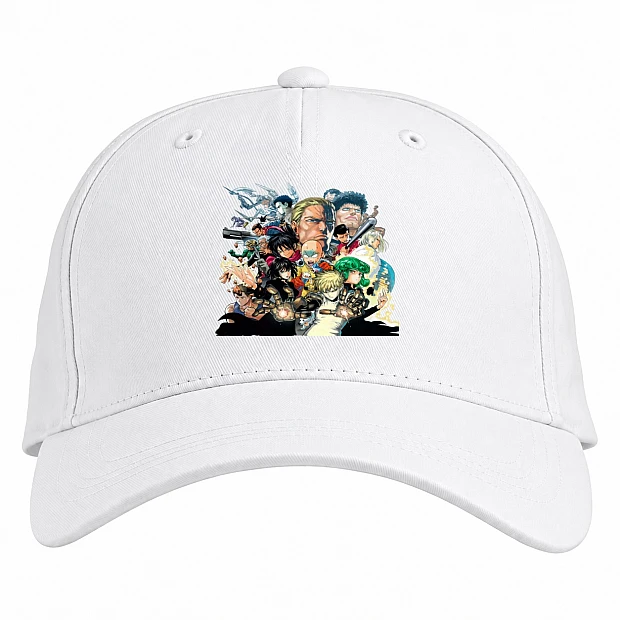 Baseball cap with Print One-Punch Man Heroes - white