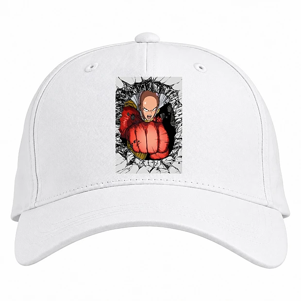 Baseball cap with Print One-Punch Man Power Hero - white