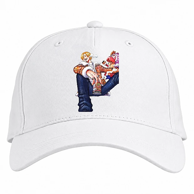 Baseball cap with Print One Piece Hero Boy - white