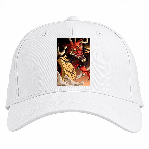 Baseball cap with Print One Piece Dragon - white
