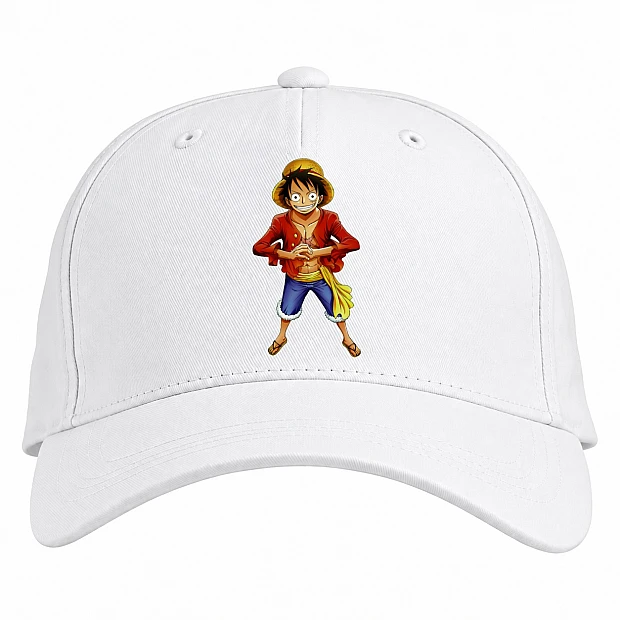 Baseball cap with Print One Piece Luffy - white