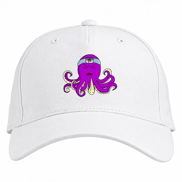 Baseball cap with Print One Piece Octopus - white