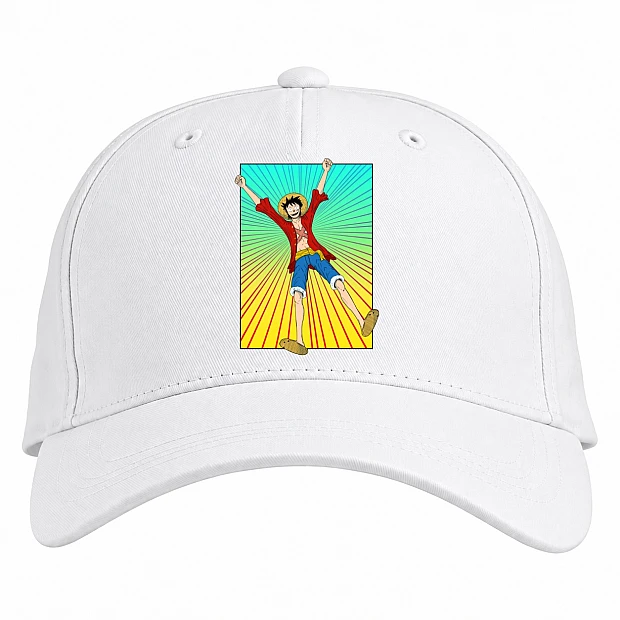 Baseball cap with Print One Piece Hero Luffy - white