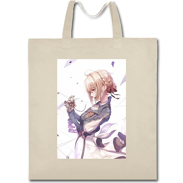 Eco bag with print Violet Evergarden With Letters - beige