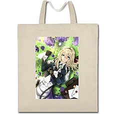 Eco bag with print Violet Evergarden Sad Girl - beige