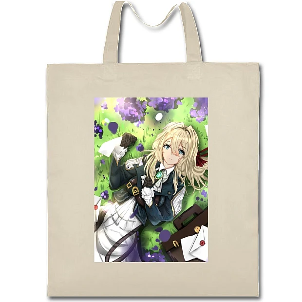 Eco bag with print Violet Evergarden Sad Girl - beige