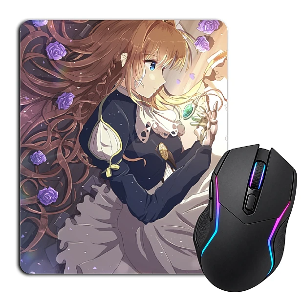 Mouse pad with print Violet Evergarden With Flowers